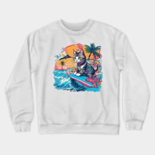 Cat Hawaiian Crewneck Sweatshirt